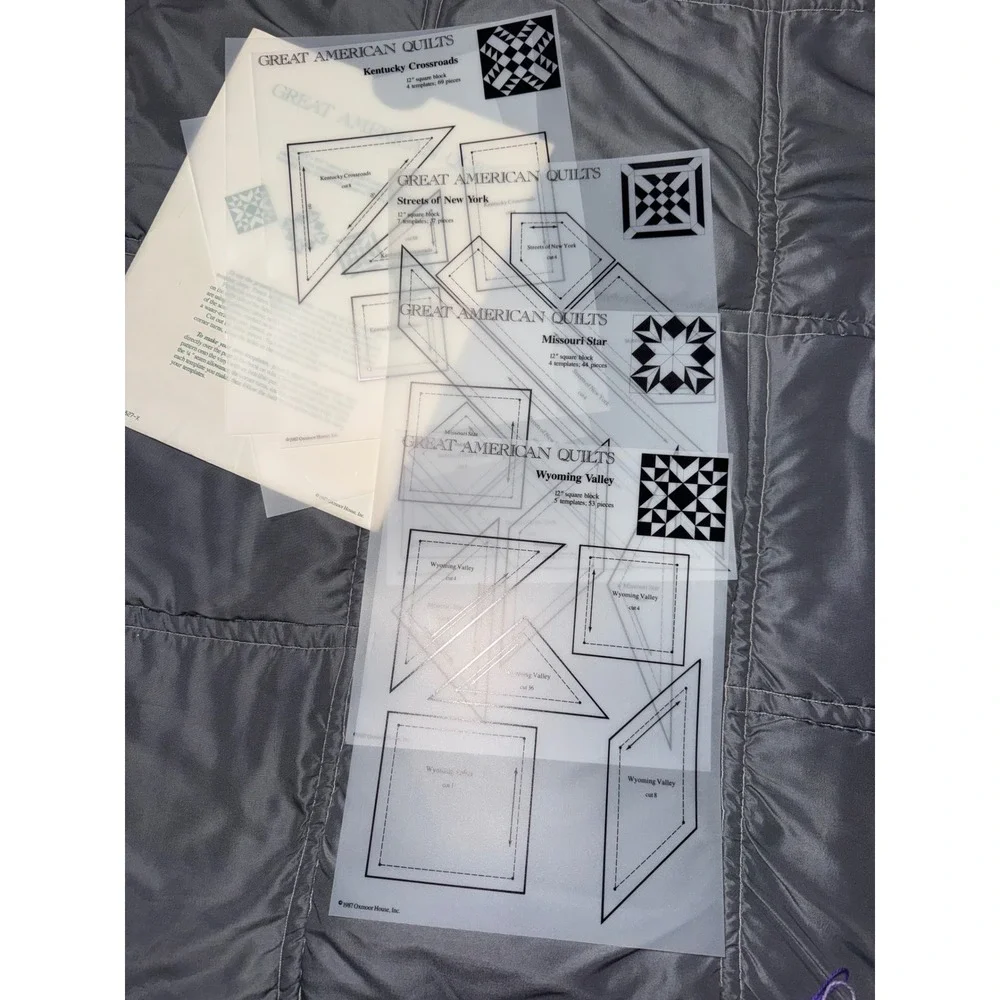 Vintage Great American Quilts 1987 Vinyl Templates Oxmoor House 6 Sheets Pattern
